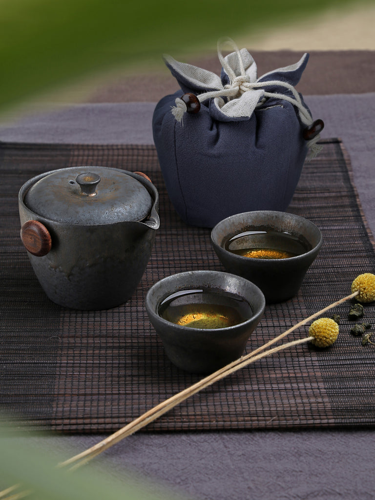 Chinese Teapot Set-Iron Glaze Travel Set 03 5