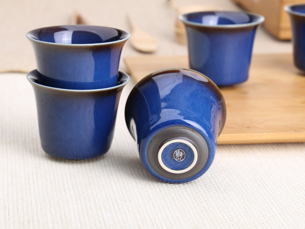 Japanese Style Ceramic Tea Cup-Hare's Fur Glaze Cup Blue 2