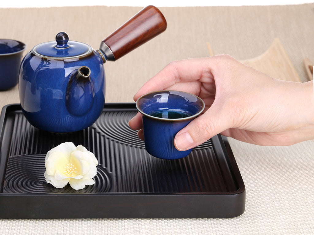 Japanese Style Ceramic Tea Cup-Hare's Fur Glaze Cup Blue 4