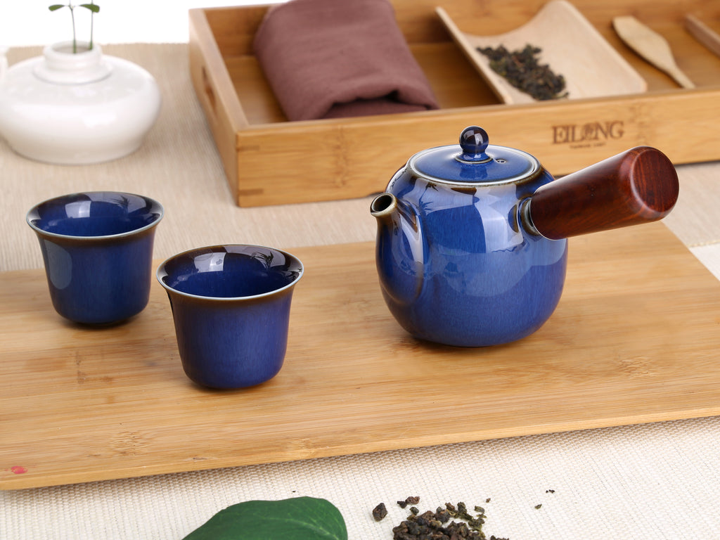 Chinese Ceramic Teapot-Hare's Fur Glaze Teapot Blue 5