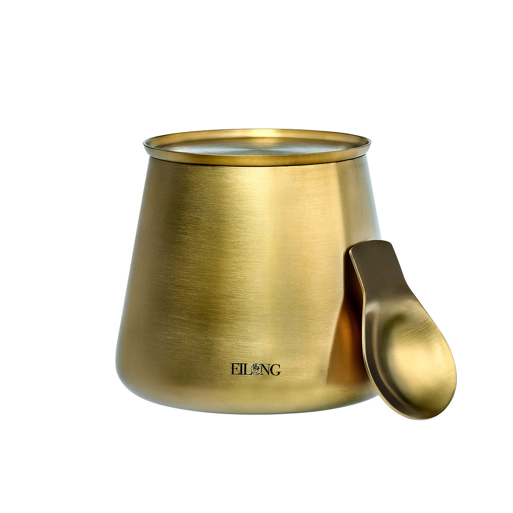 stainless steel canister with lid-mountain 12oz gold
