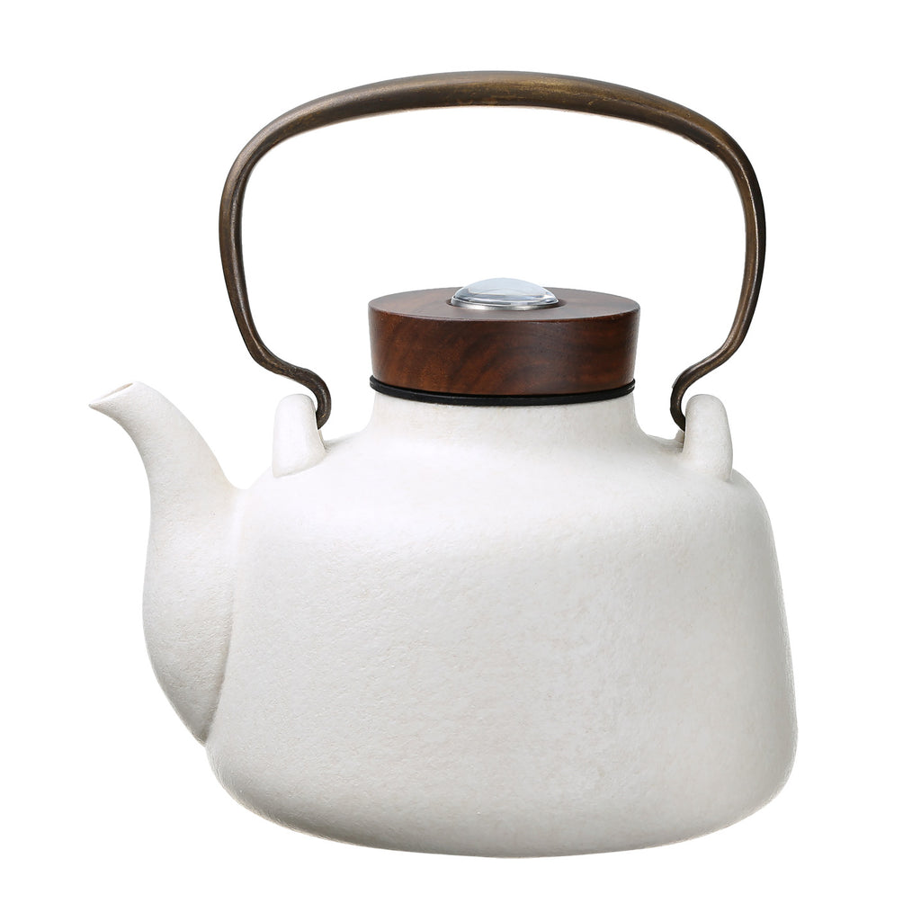 Ceramic Kettle-Crescent Spring Kettle with thermometer white