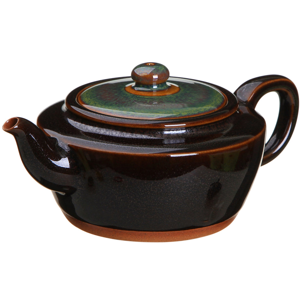 Ceramic Teapot for Chinese Loose Tea-Temmoku Glaze Teapot green