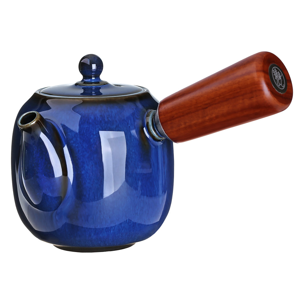 Chinese Ceramic Teapot-Hare's Fur Glaze Teapot Blue