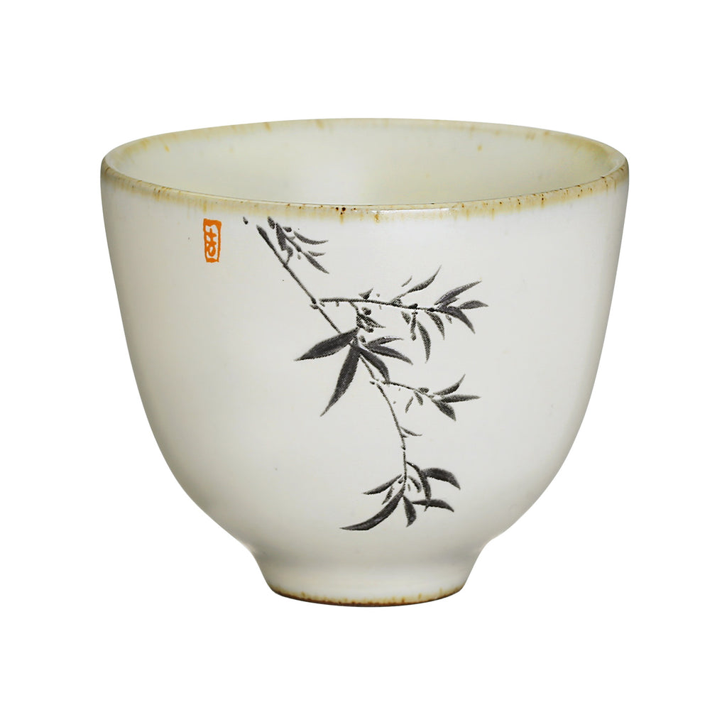 Chinese Tea Cup for Gongfu Tea-Art Yellow Glaze Cup bamboo