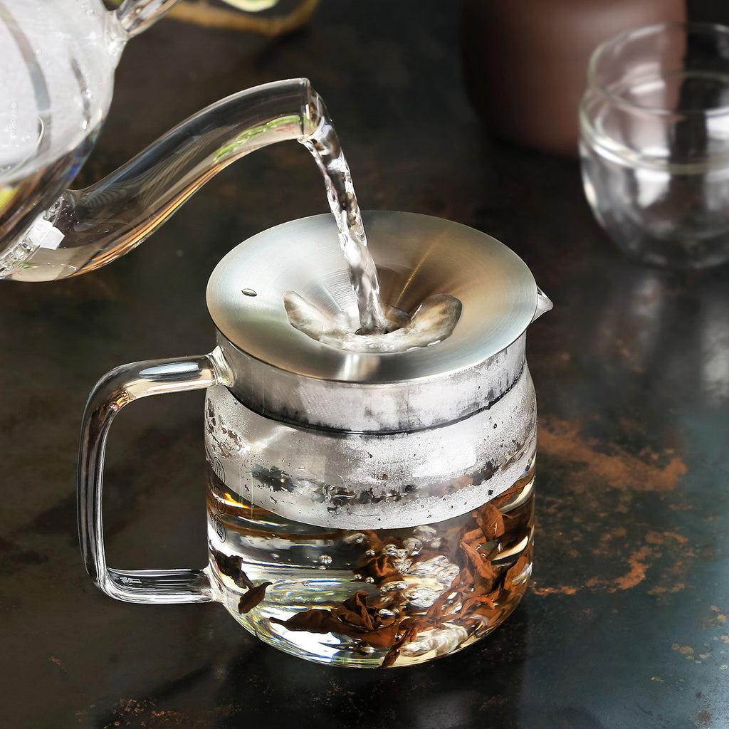 Clear Glass Teapot-Waterfall Filter Pot 350ml 0