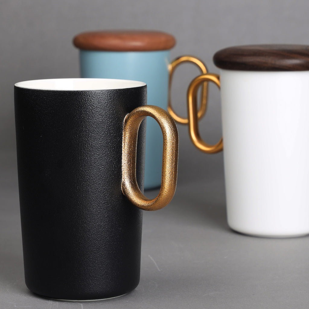 Designer Ceramic Tea Cup with Filter-Golden Circle Filter Cup 1