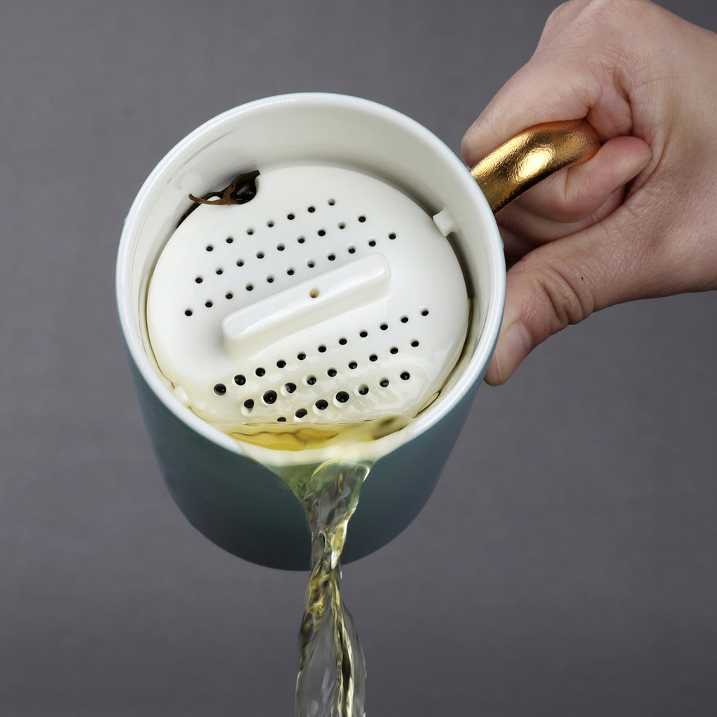 Designer Ceramic Tea Cup with Filter-Golden Circle Filter Cup 5