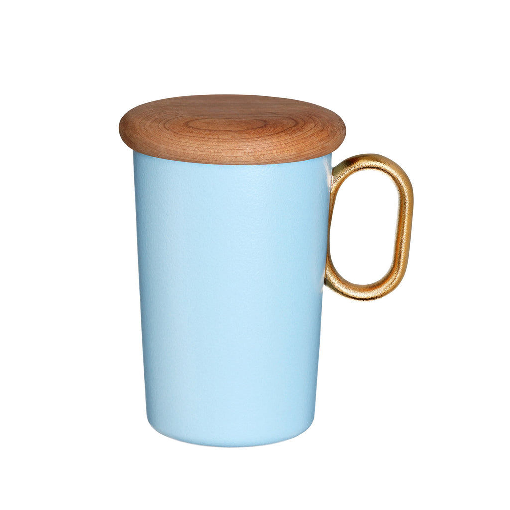 Designer Ceramic Tea Cup with Filter-Golden Circle Filter Cup blue