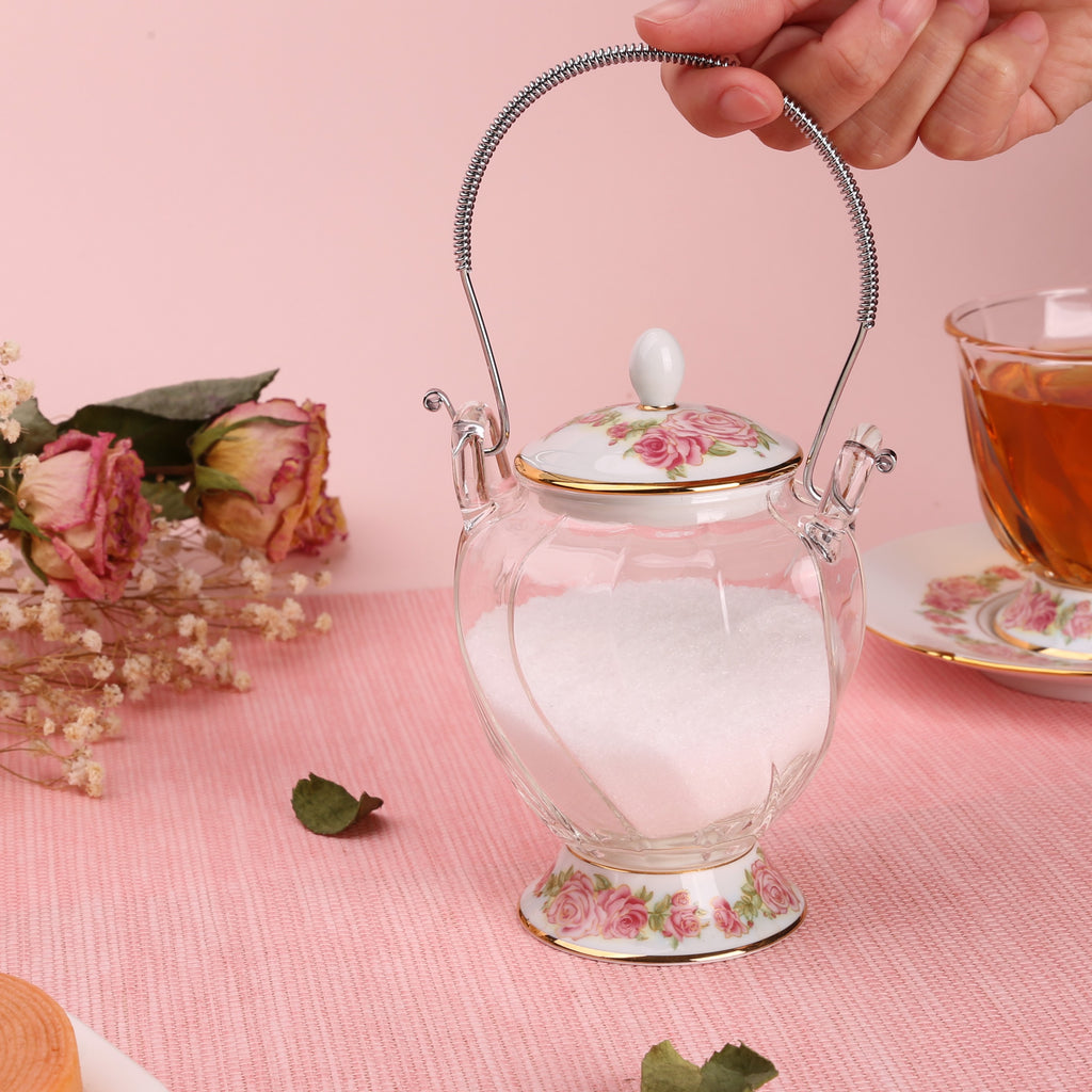 Small Glass Jar-Fusion Rose Sugar Jar 01