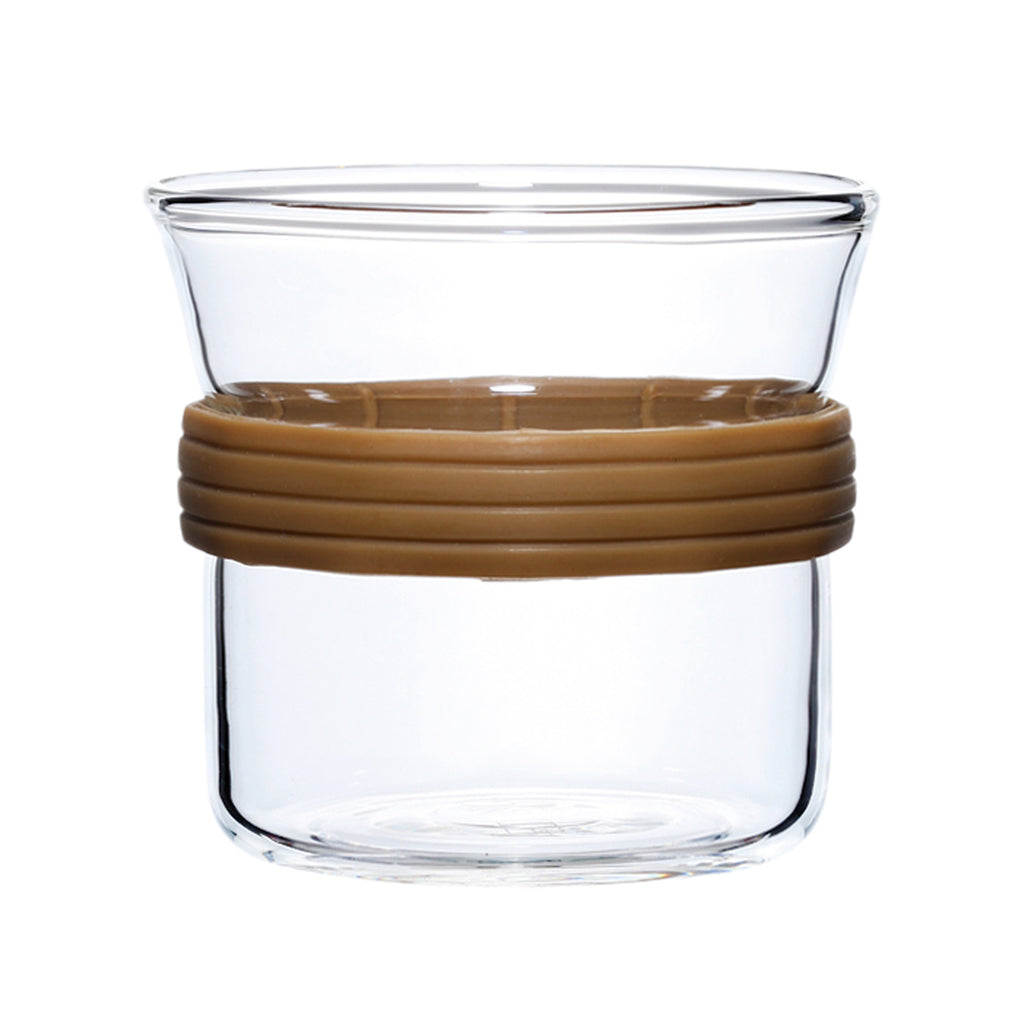 Glass Cup Set-Colourful Ring Glass Cup 2pcs brown