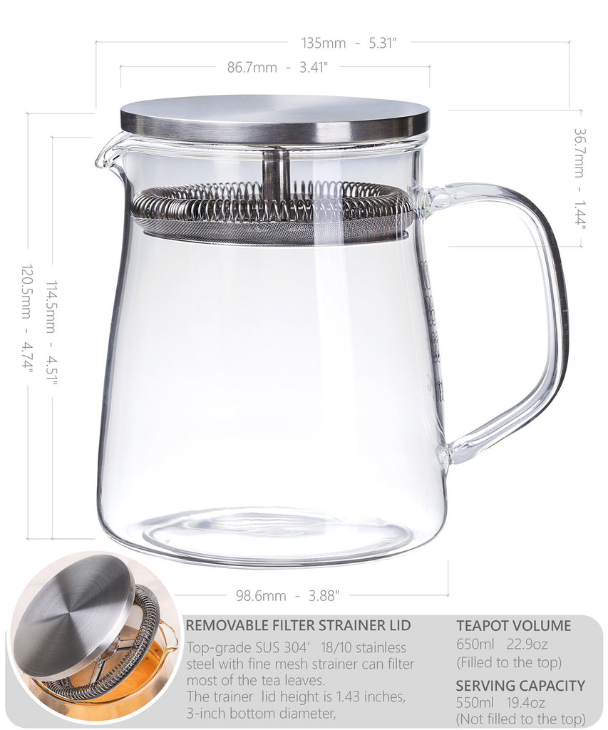 Borosilicate Glass Teapot-Flat Top Teapot 02