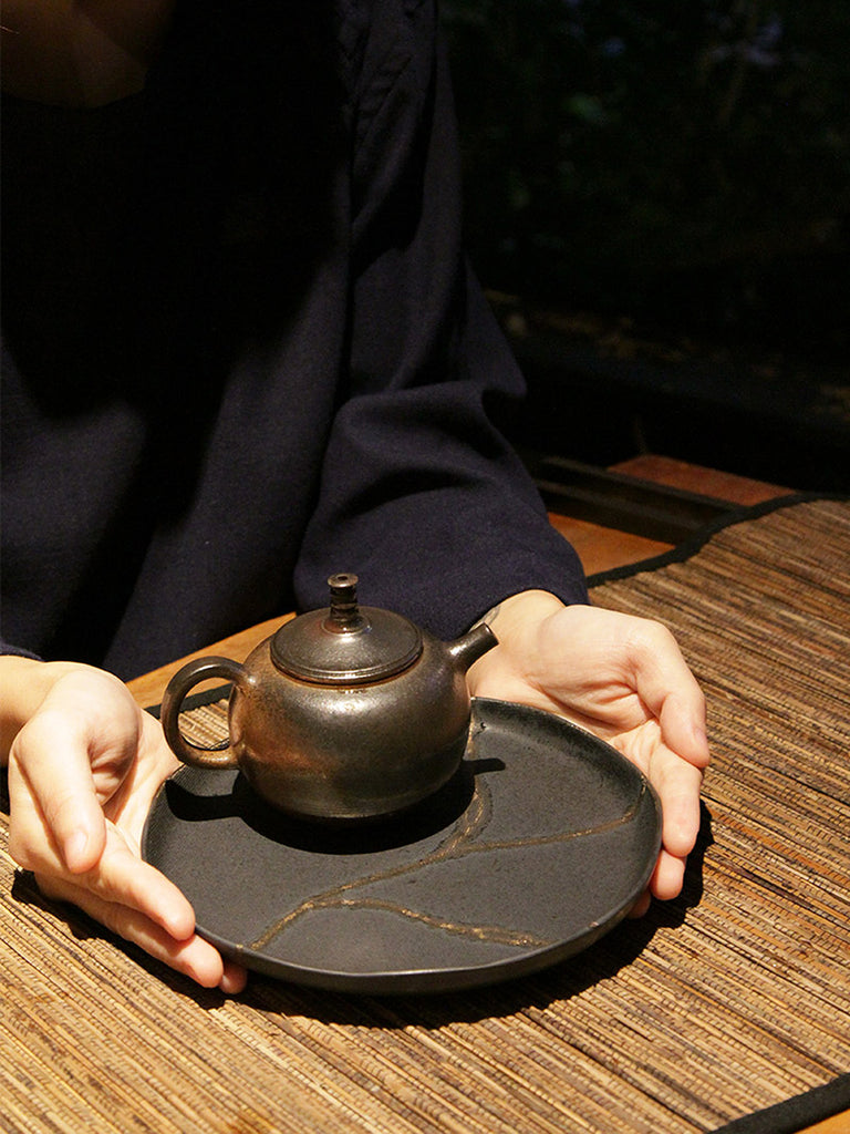 handmade pottery tray-Lightning Tea Tray 03