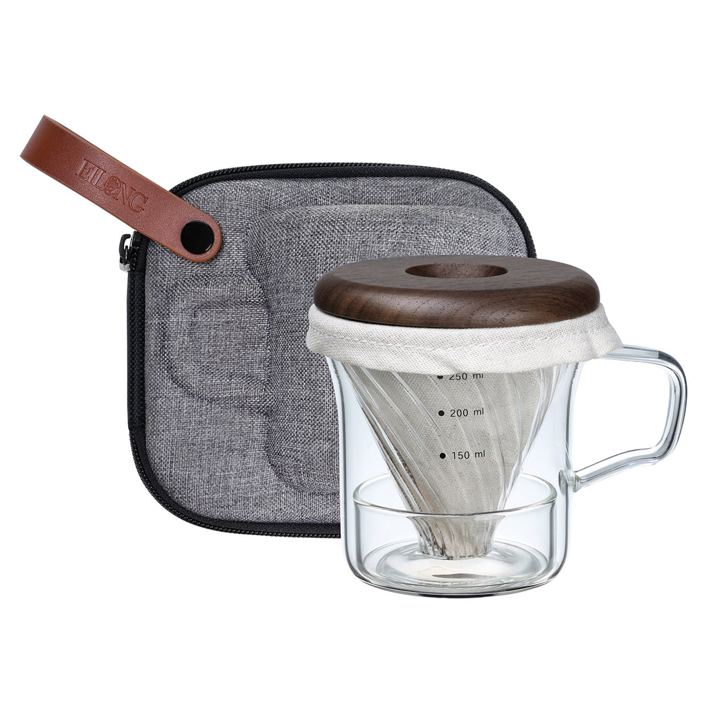 Pour Over Coffee Kit-Minimal Travel Coffee Dripper Mug Set dark