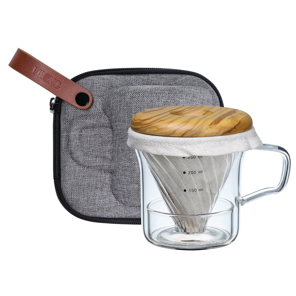 Pour Over Coffee Kit-Minimal Travel Coffee Dripper Mug Set light