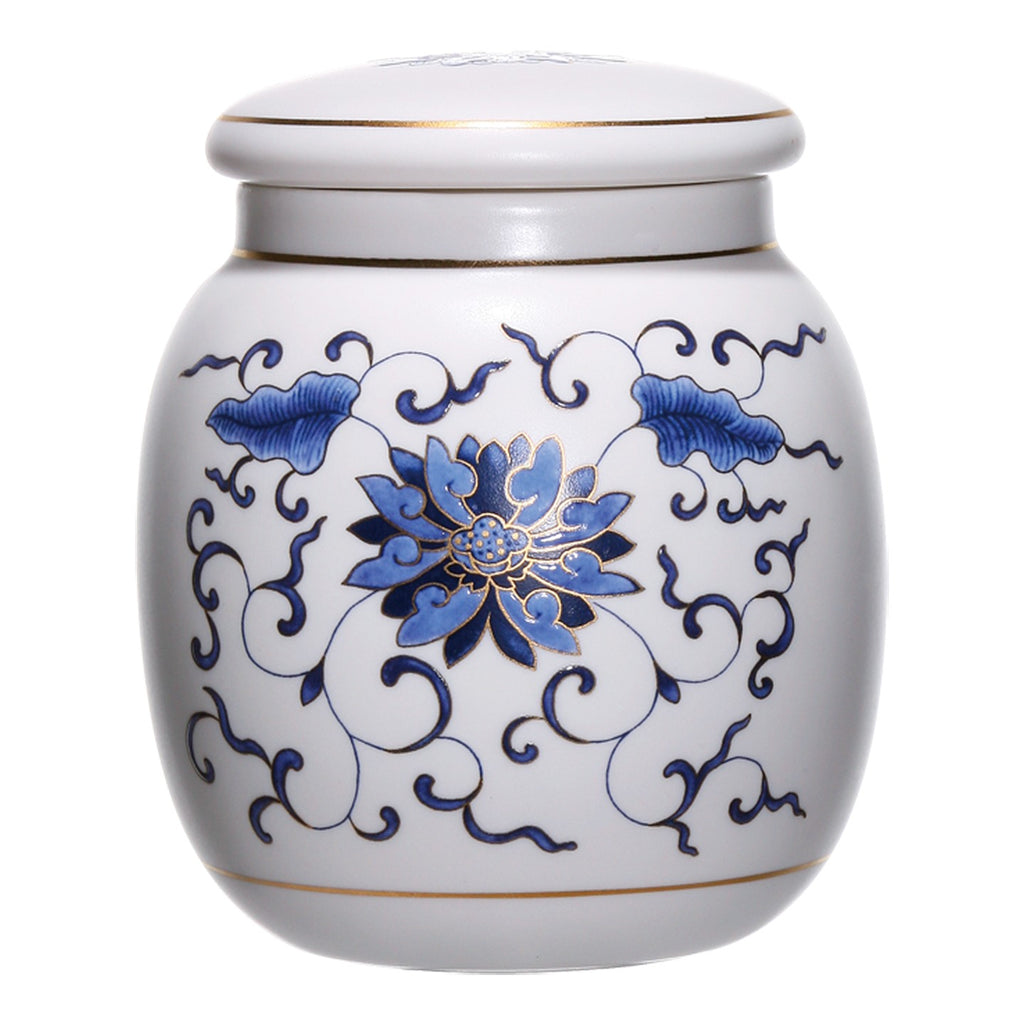retro porcelain tea jar-Meditation Functional Jar lotus 00