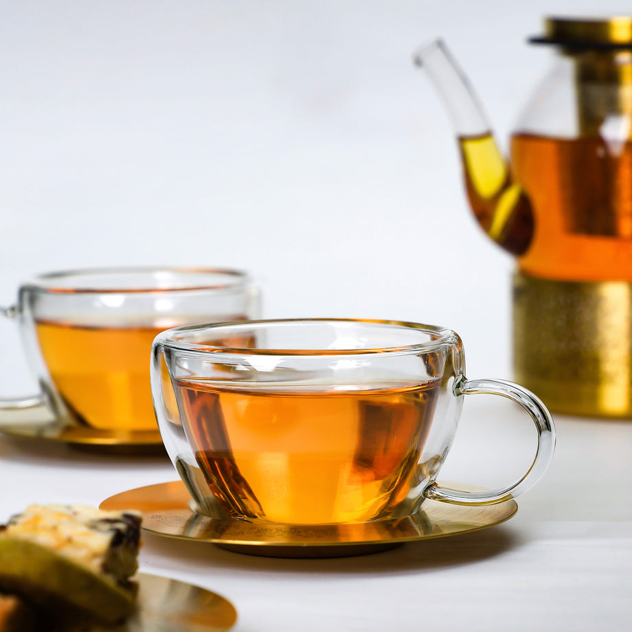 二重壁コーヒーカップ オーロラガラス カップ&ソーサー 200ml – EILONG®