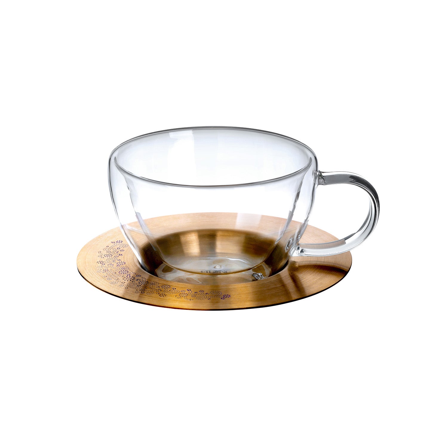 Aurora doppelwandige Glastasse und Untertasse (200 ml)