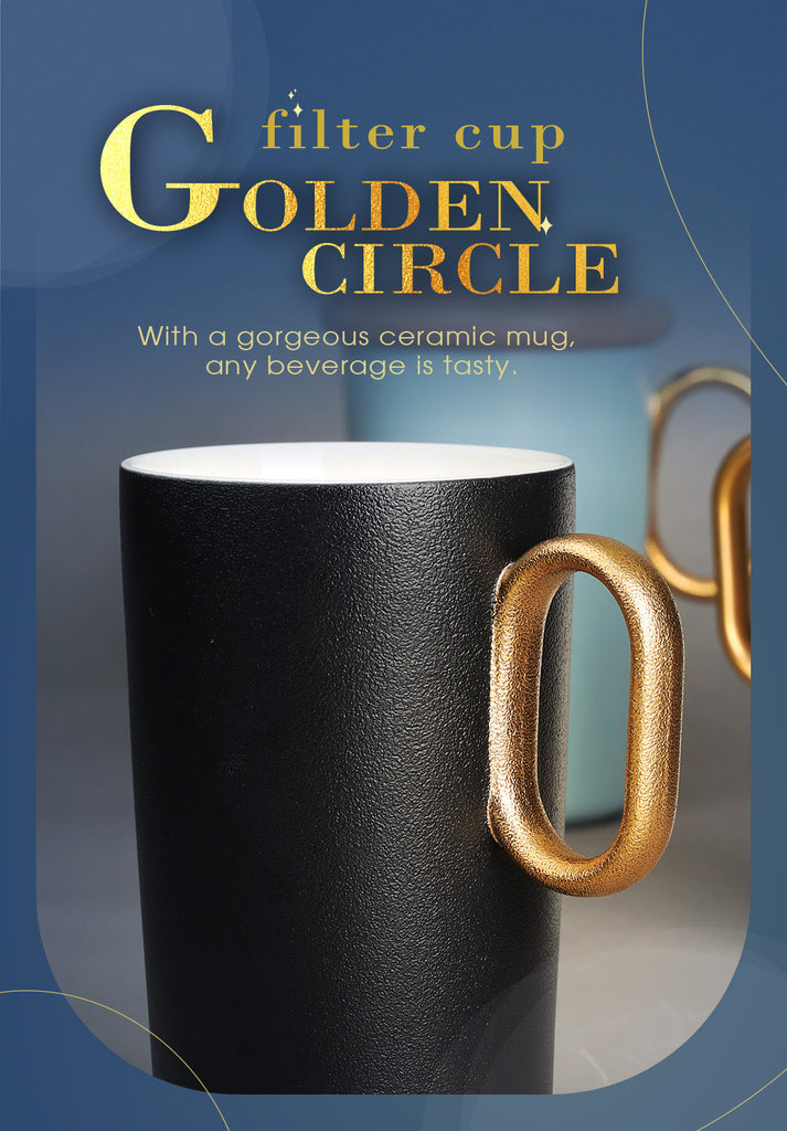Designer Ceramic Tea Cup-Golden Circle Filter Cup mb