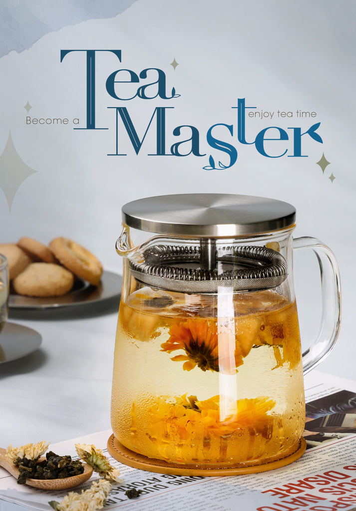 glass teapot-flat top tea master mb