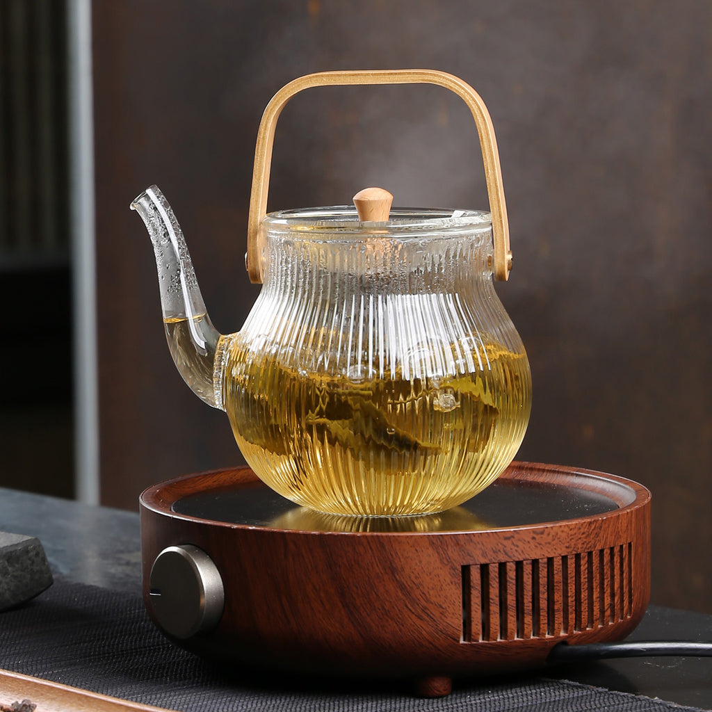 Glass Tea Set-Silver Lining Teapot Set 3pcs 4