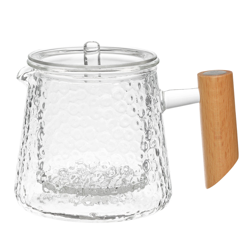 Small Glass Teapot-Hammer Impression Infuser Teapot beech 