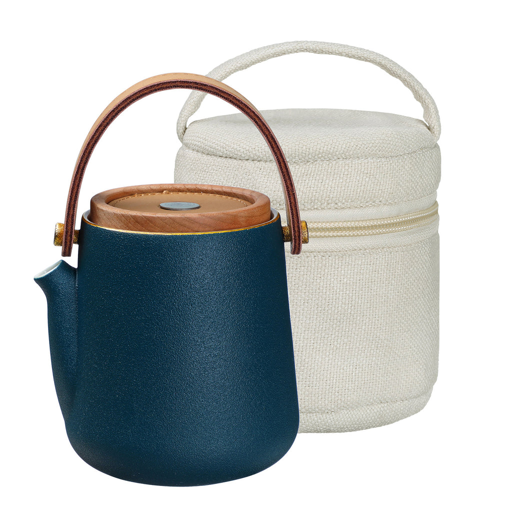 Travel Stylish Teapot Set-Fashionable Leather Exclusive Travel Bag Set B