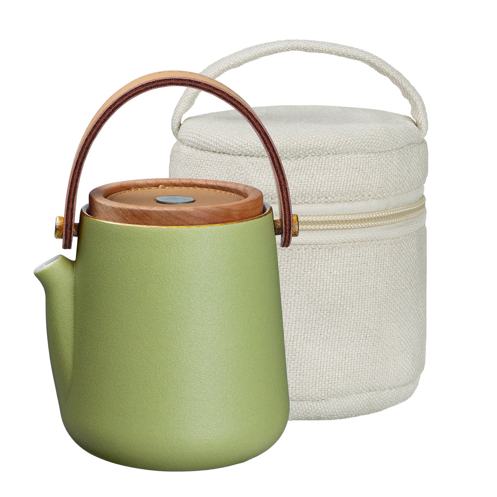 Travel Stylish Teapot Set-Fashionable Leather Exclusive Travel Bag Set G