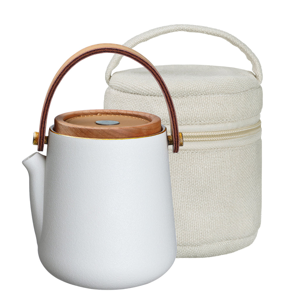 Travel Stylish Teapot Set-Fashionable Leather Exclusive Travel Bag Set W