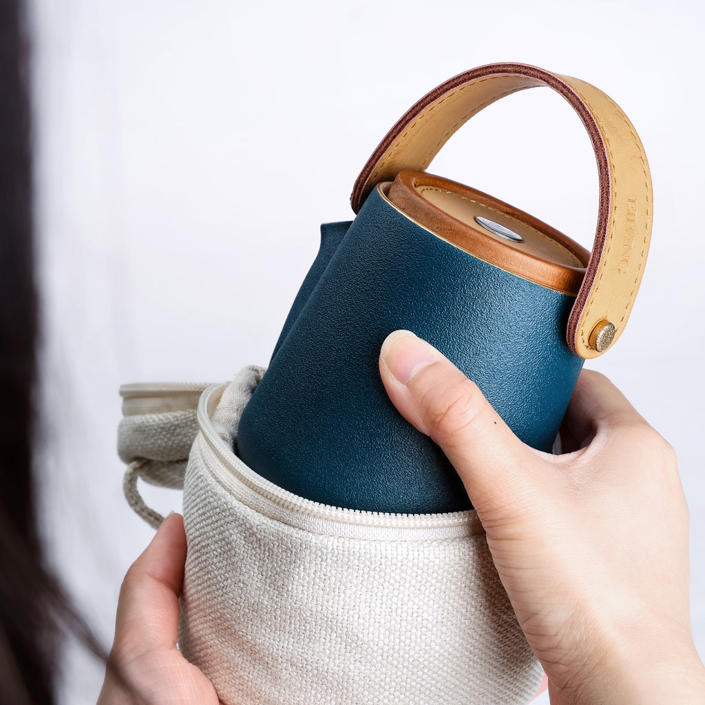 Travel Stylish Teapot Set-Fashionable Leather Exclusive Travel Bag Set