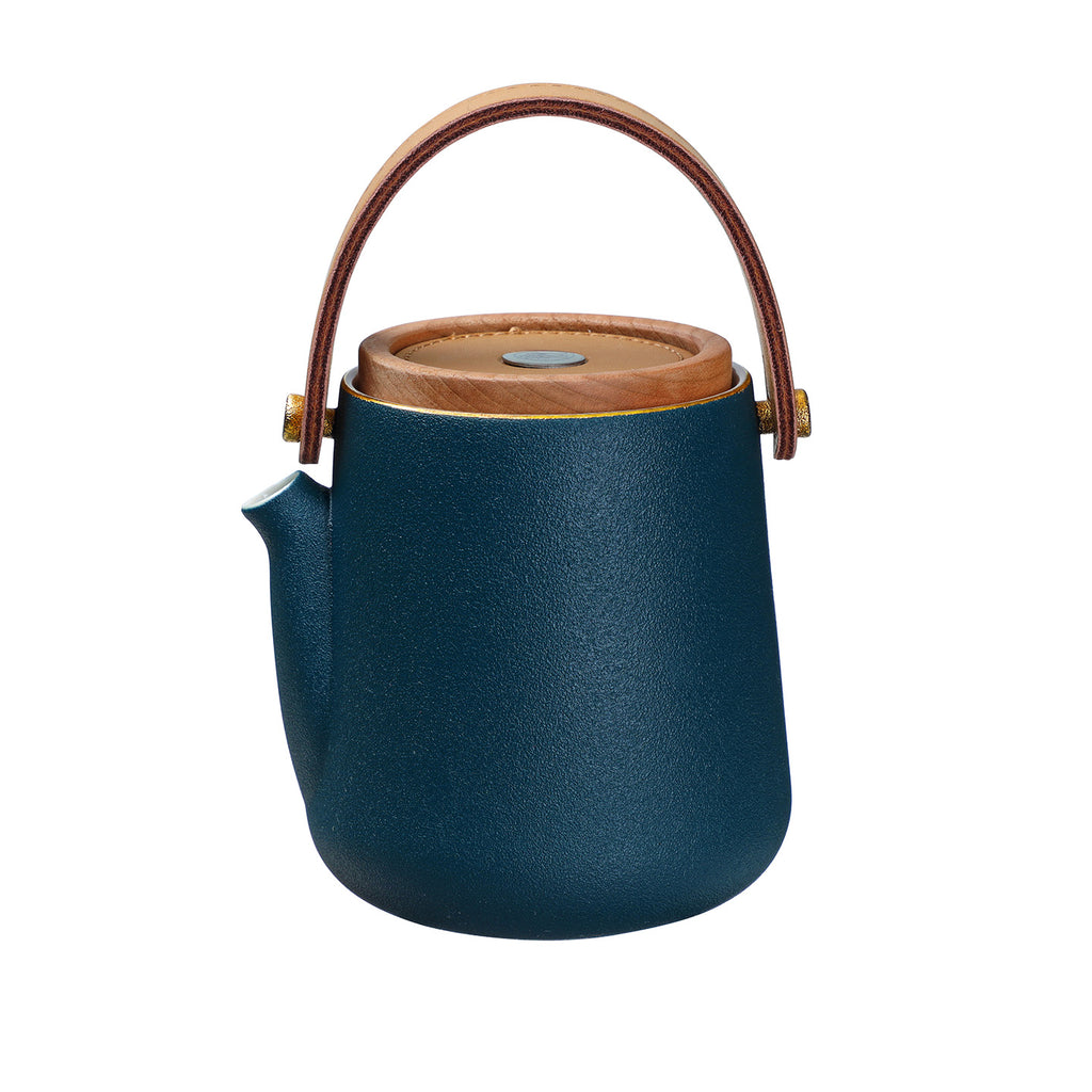 Stylish Teapot Set for One-Fashionable Leather Exclusive Tea Set blue