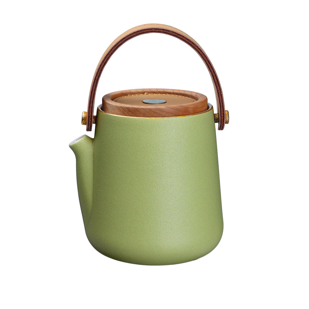 Stylish Teapot Set for One-Fashionable Leather Exclusive Tea Set green