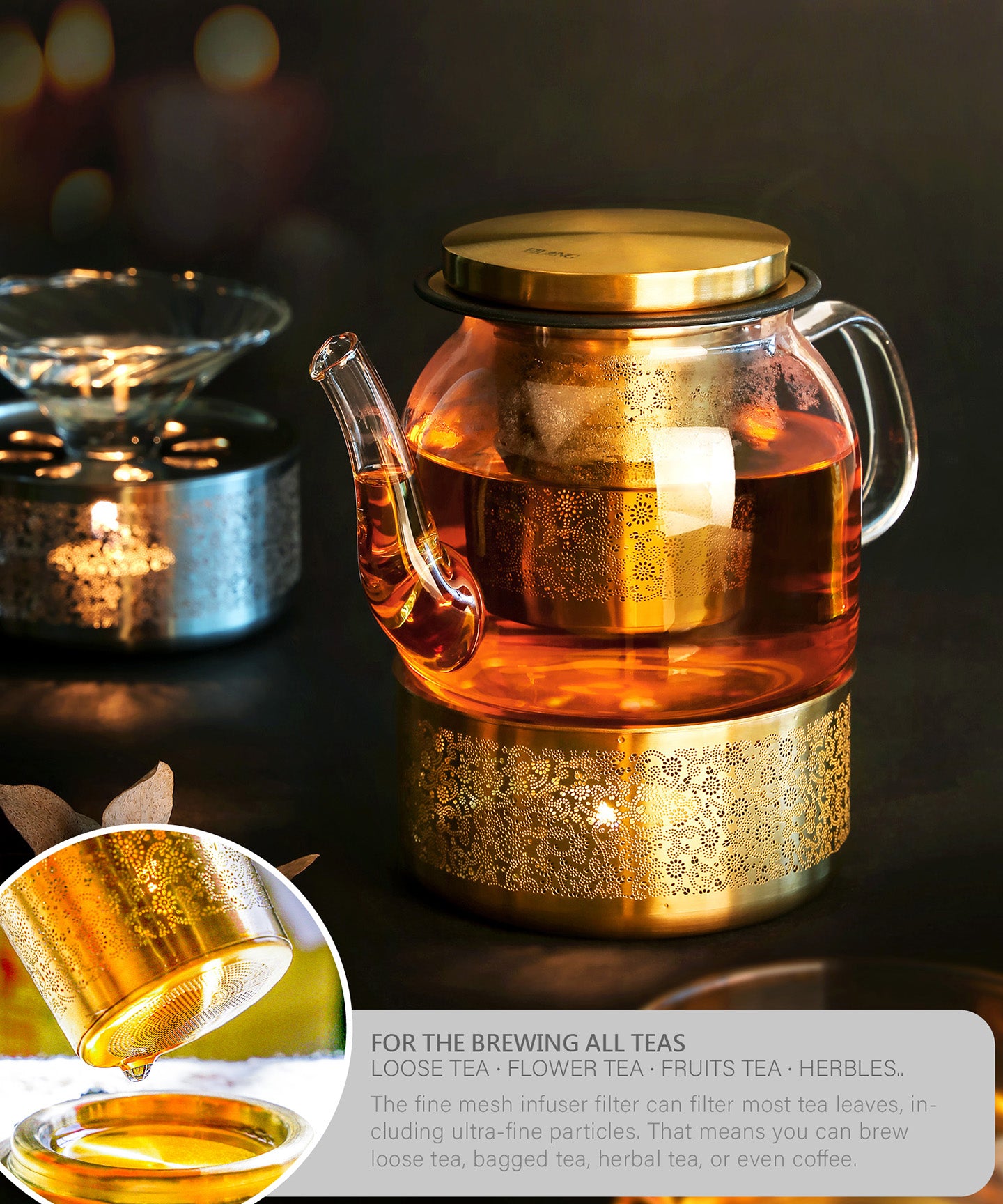 Glass Tea Infuser - Clear and Modern for All Type of Tea & Tea Flower