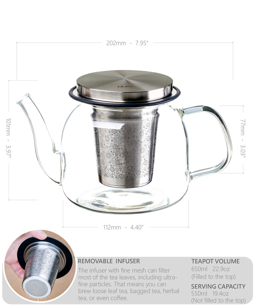 Glass Teapot with Infuser-Aurora Infuser Teapot 22oz 4