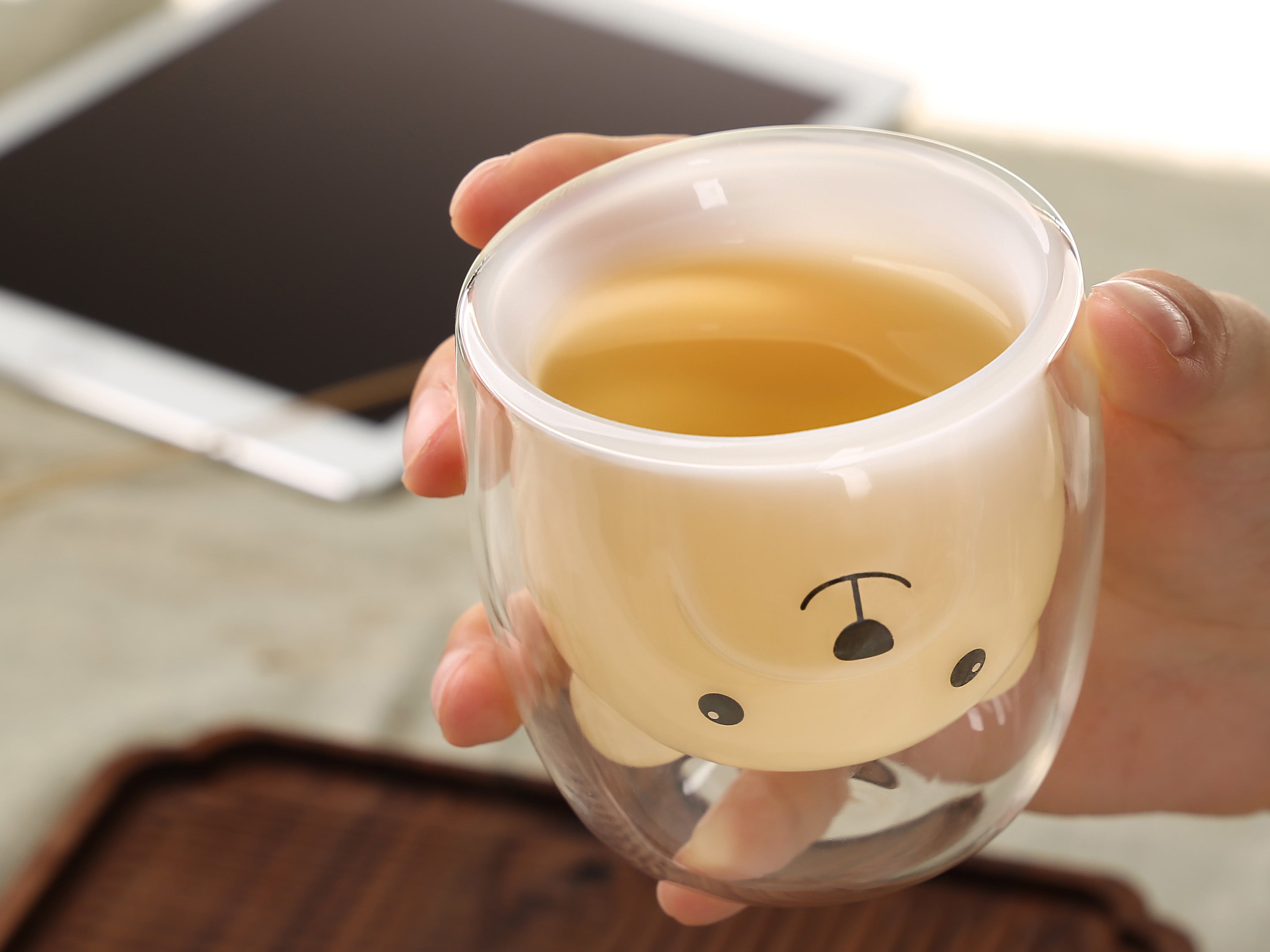 Cute Bear Shaped Glass Cup Cocktail Glass Coffee Mugs Beverage