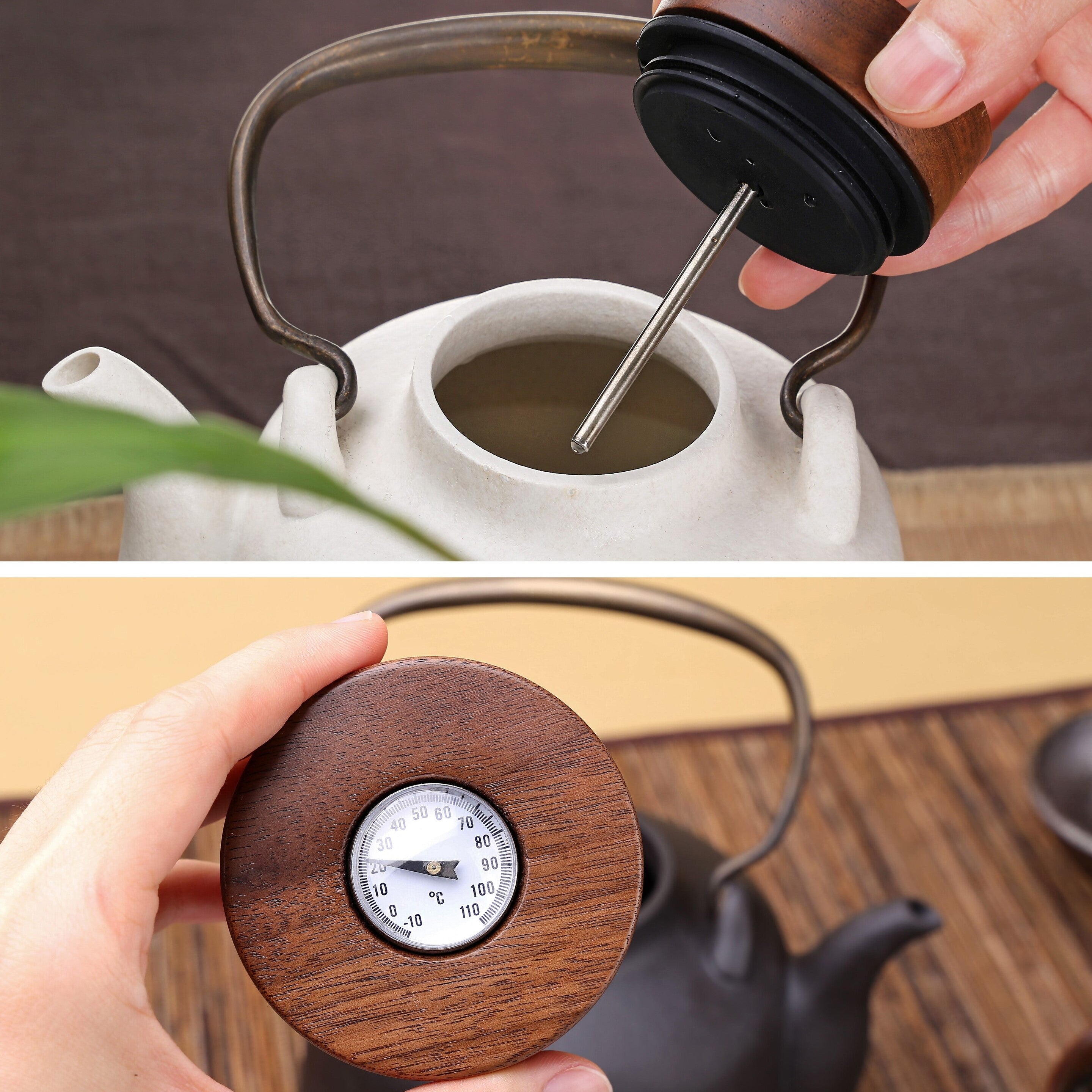 Ceramic Kettle - Crescent Spring Kettle with thermometer 1.1L