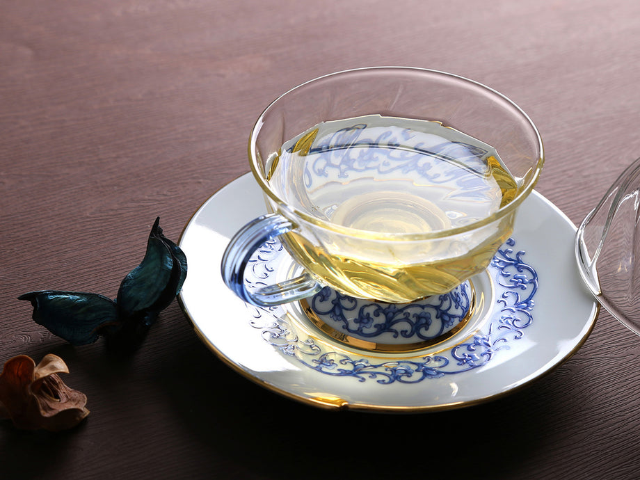 Transparent Glass Porcelain Cup Set - Tea Time Connection