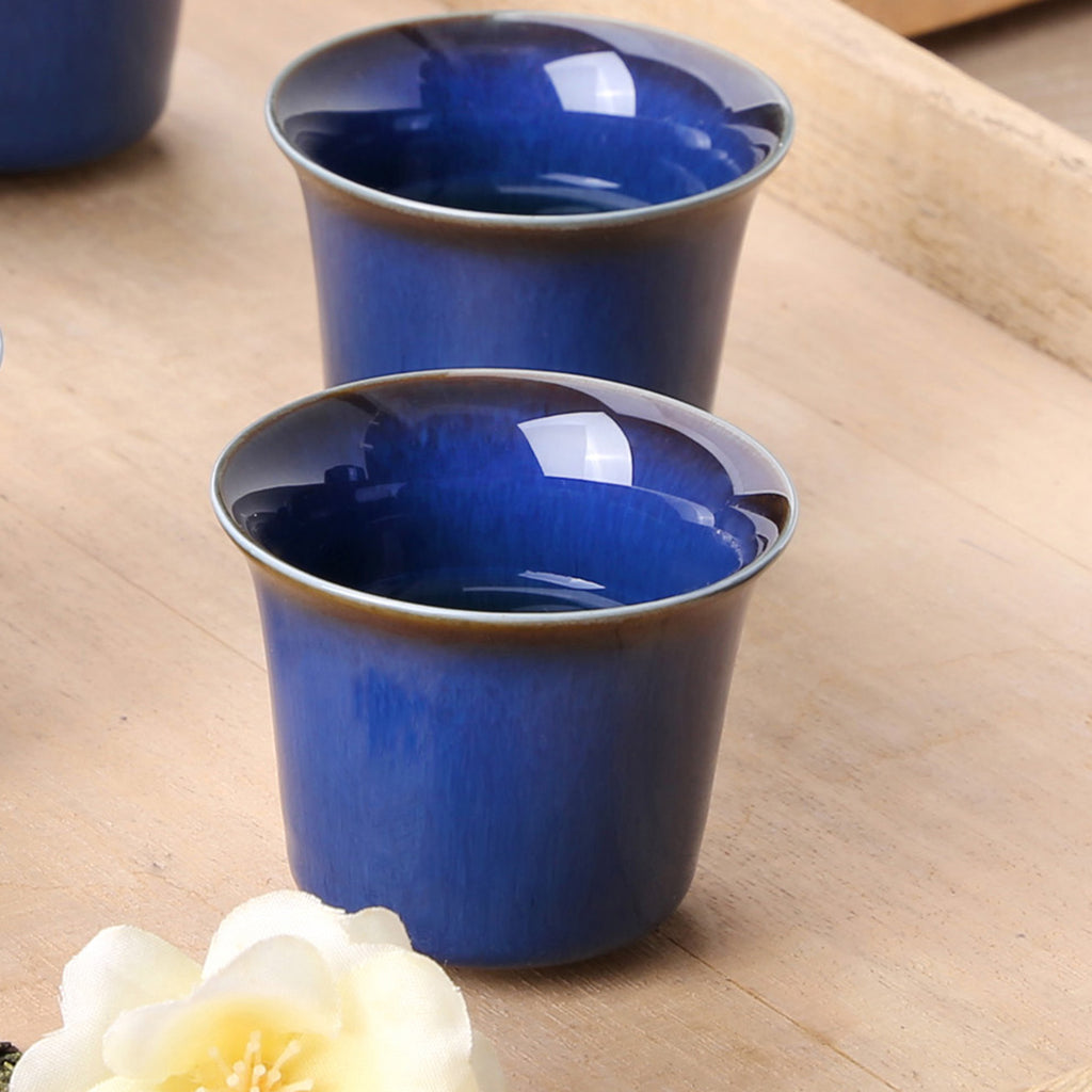 Japanese Style Ceramic Tea Cup-Hare's Fur Glaze Cup Blue 1