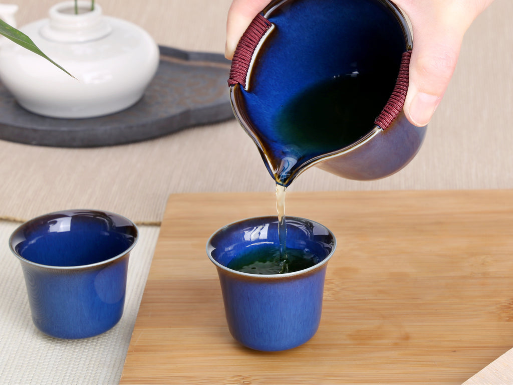 Japanese Style Ceramic Tea Cup-Hare's Fur Glaze Cup Blue 3