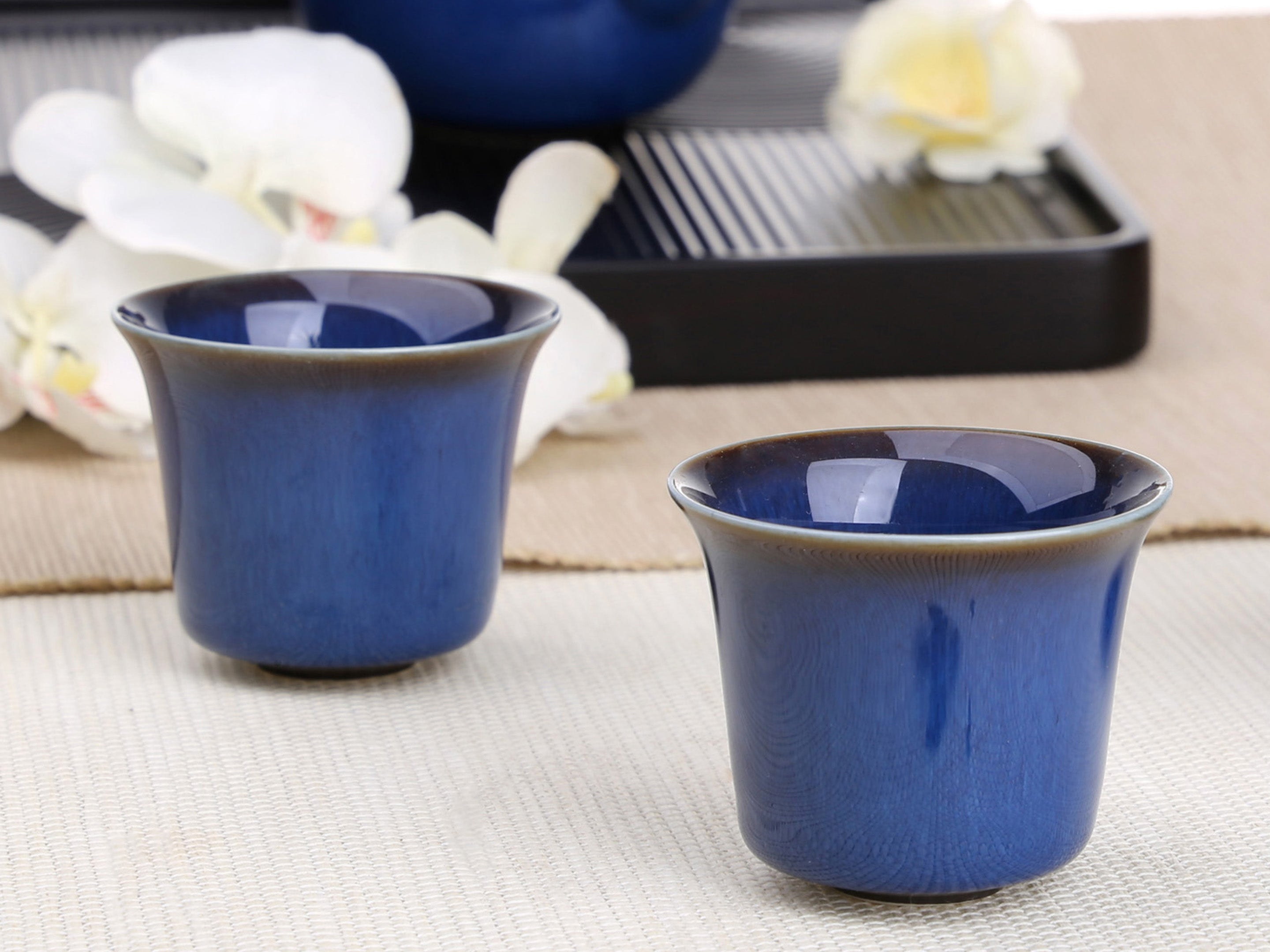 Japanese Style Ceramic Tea Cup - Hare's Fur Glaze Cup (Blue) – EILONG®