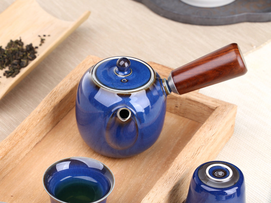 Chinese Ceramic Teapot-Hare's Fur Glaze Teapot Blue 3