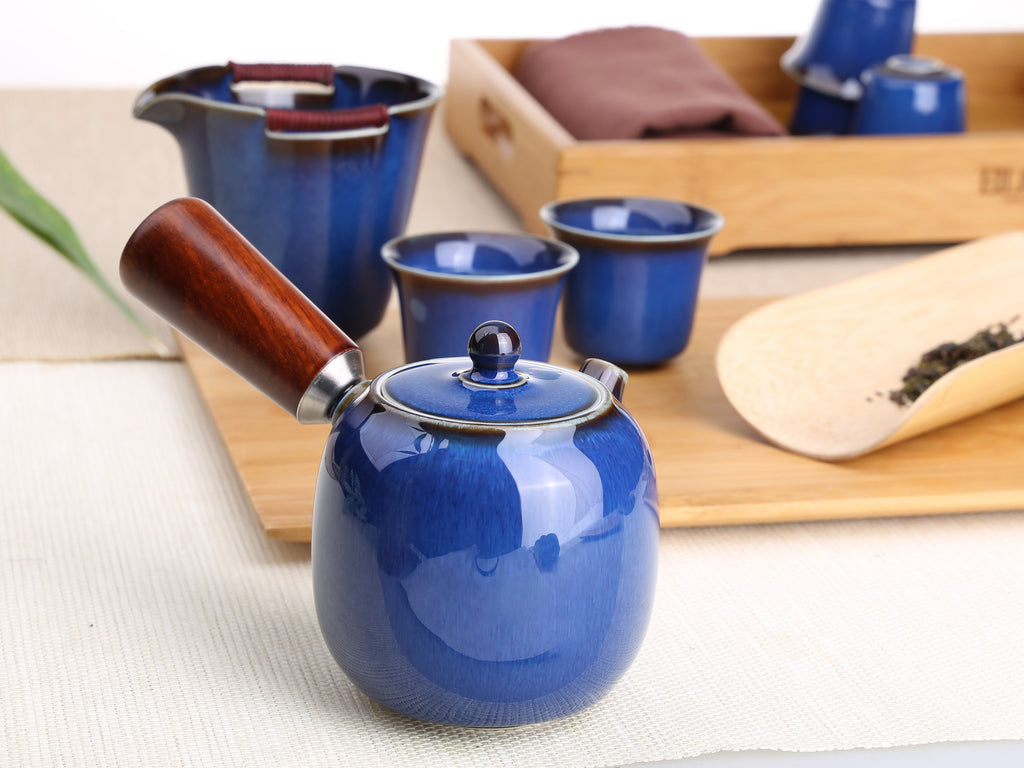 Chinese Ceramic Teapot-Hare's Fur Glaze Teapot Blue 4
