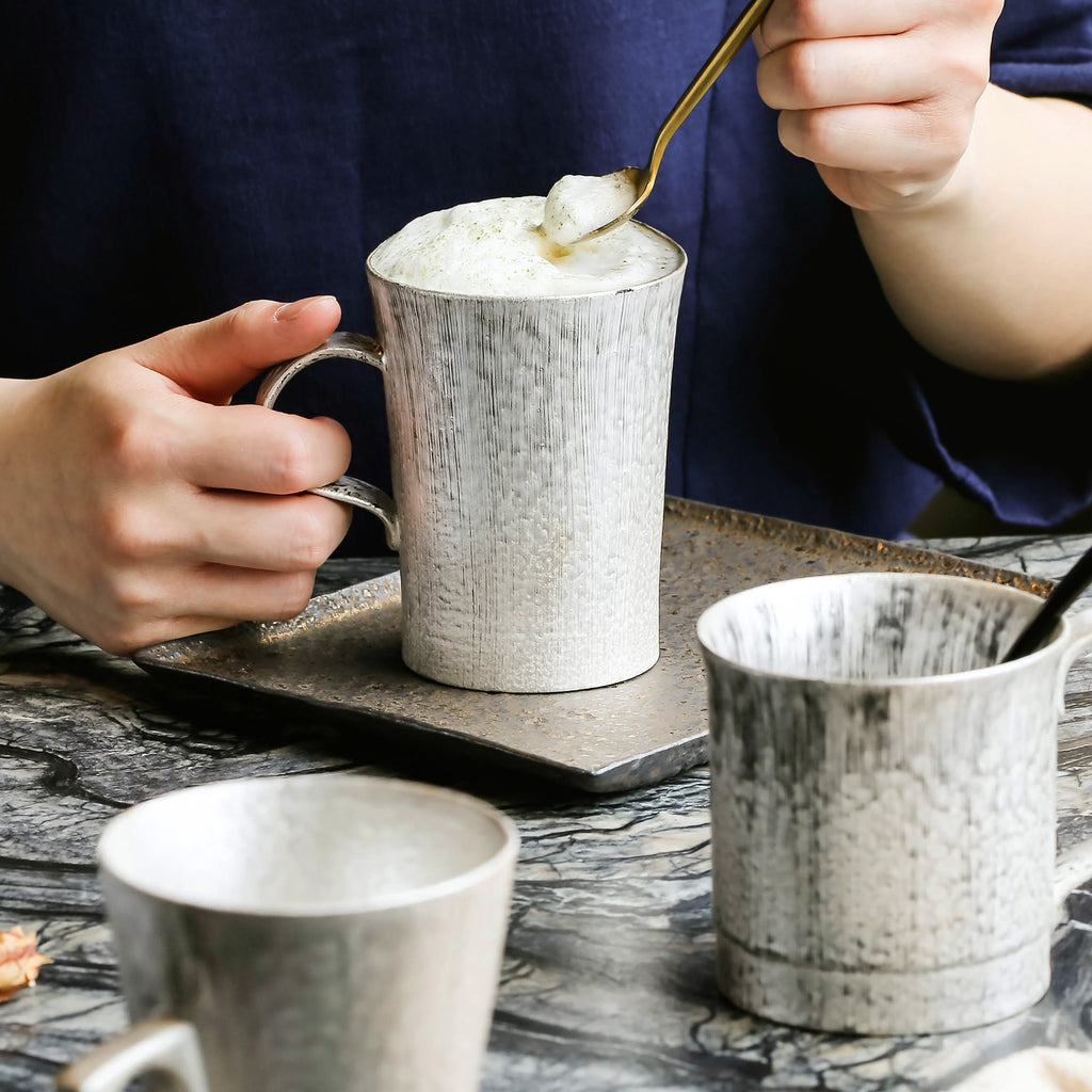 handmade coffee mug-Silver Glaze Classic 01