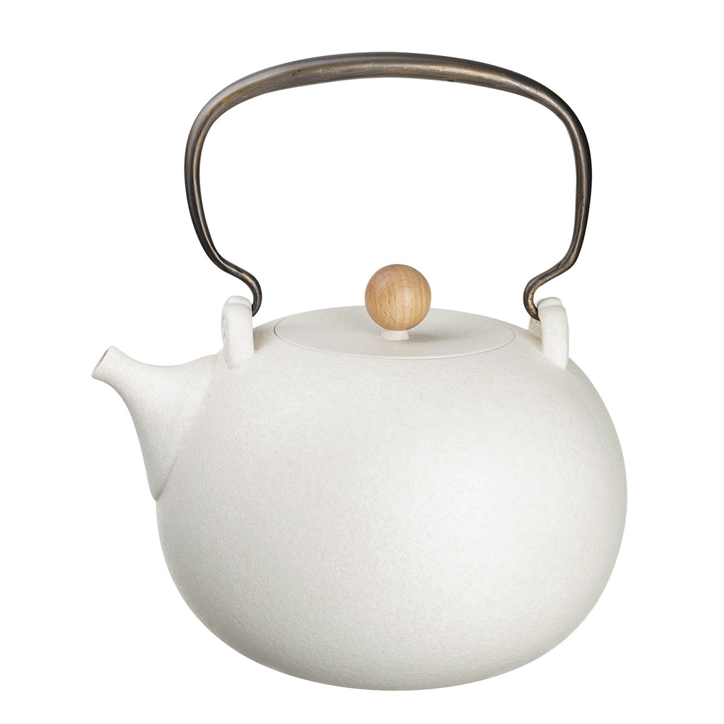Ceramic Tea Kettle-Crescent Spring Kettle 1200ml white