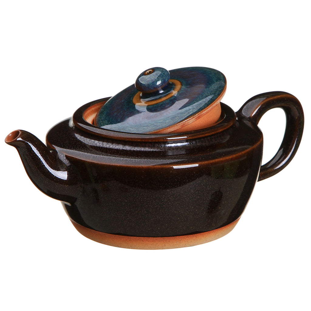 Ceramic Teapot for Chinese Loose Tea-Temmoku Glaze Teapot blue2