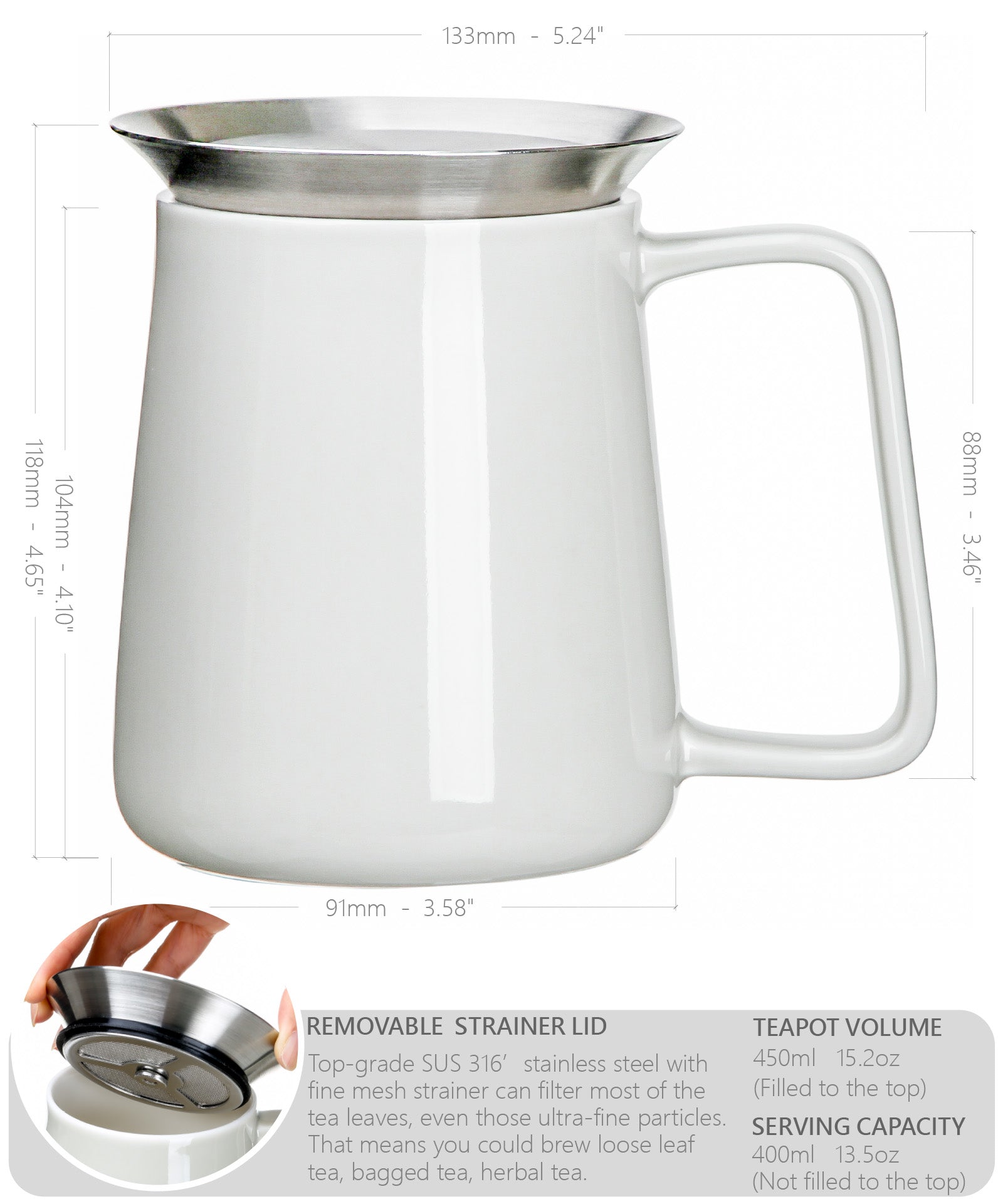 Geo Filter Infuser Teapot, 4-Cup (1.1 Litre), Lemon