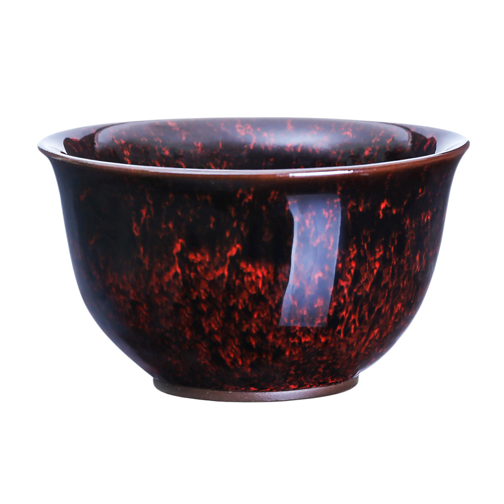 Chinese Ceramic Tea Cup-Temmoku Glaze Cup red