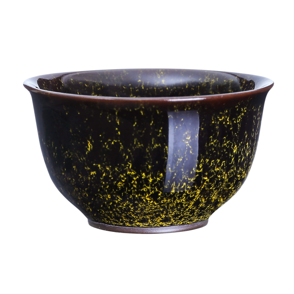 Chinese Ceramic Tea Cup-Temmoku Glaze Cup yellow