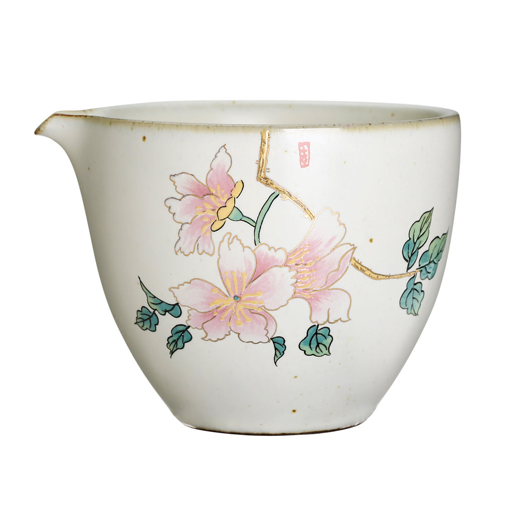 Chinese Tea Pitcher-Art Yellow Glaze Pitcher camellia