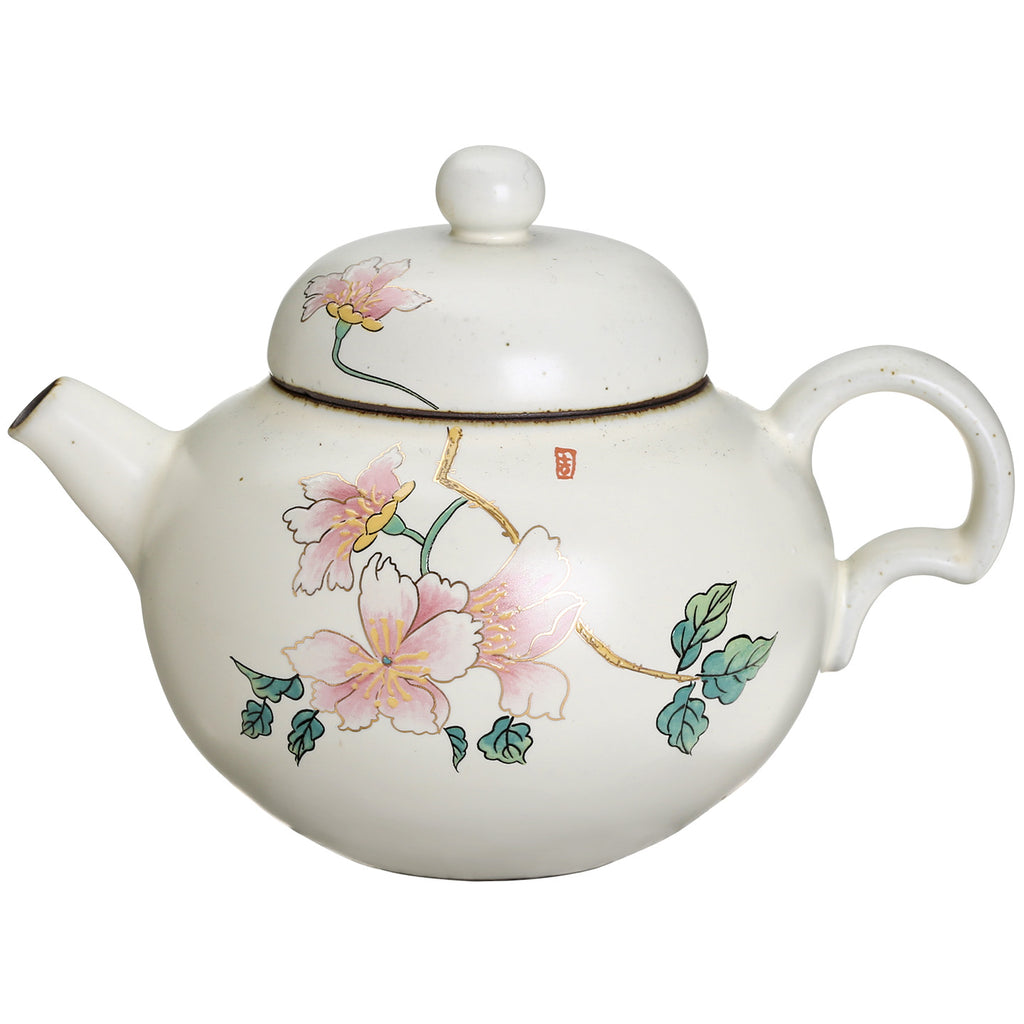 Chinese Teapot-Art Yellow Glaze Teapot camellia